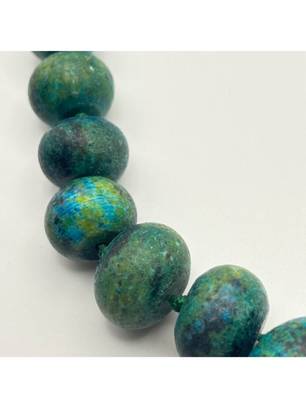 Natural Chrysocolla Graduated Bead Necklace 20" Knotted 128g Statement - Picture 12 of 15